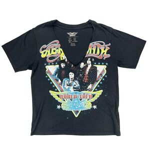 Aerosmith 2017 World Tour Black Graphic Tee Band Rock V-Neck Small‎ S Cut